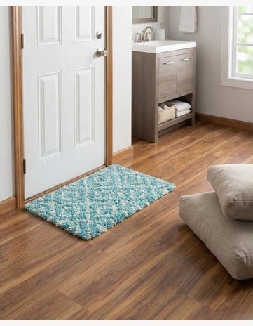 Aqua Trellis Shag Rug