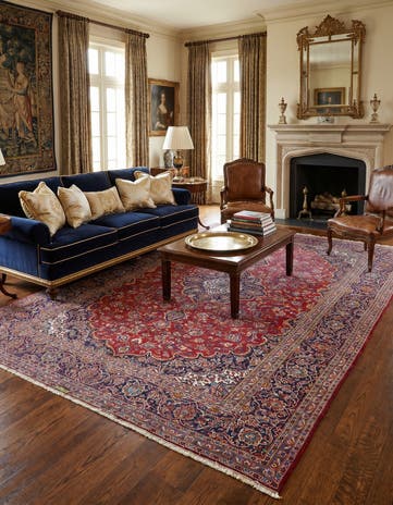 9' 10 x 13' 2 Hand Knotted Isfahan Persian Wool Rug