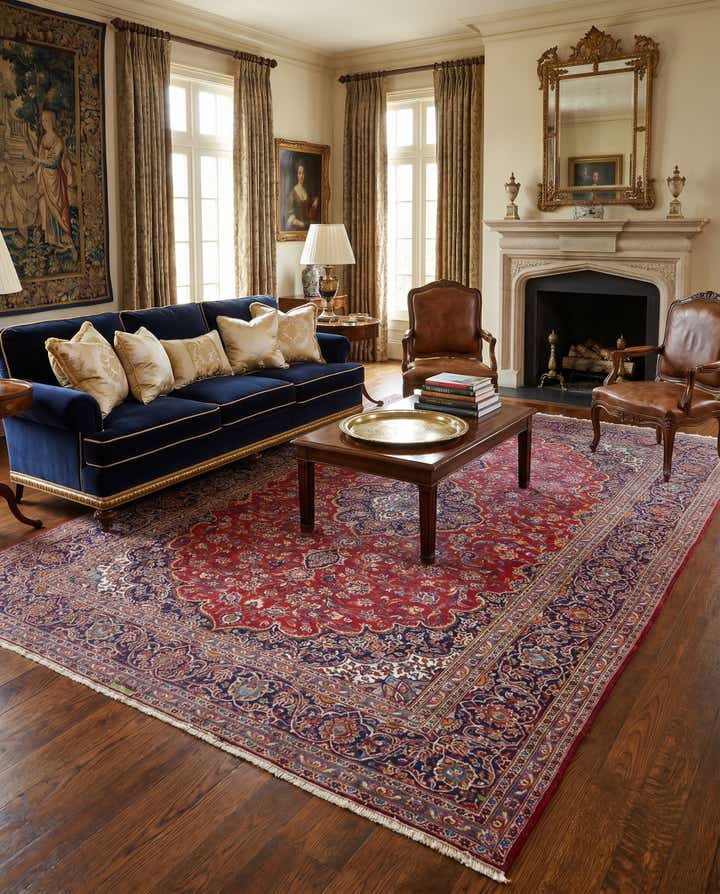 9' 10 x 13' 2 Hand Knotted Isfahan Persian Wool Rug