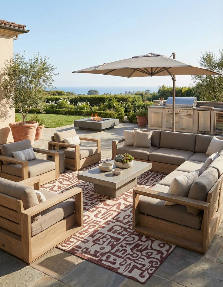 Detail image of 13' x 13'  Washable Modern Indoor / Outdoor Square Rug