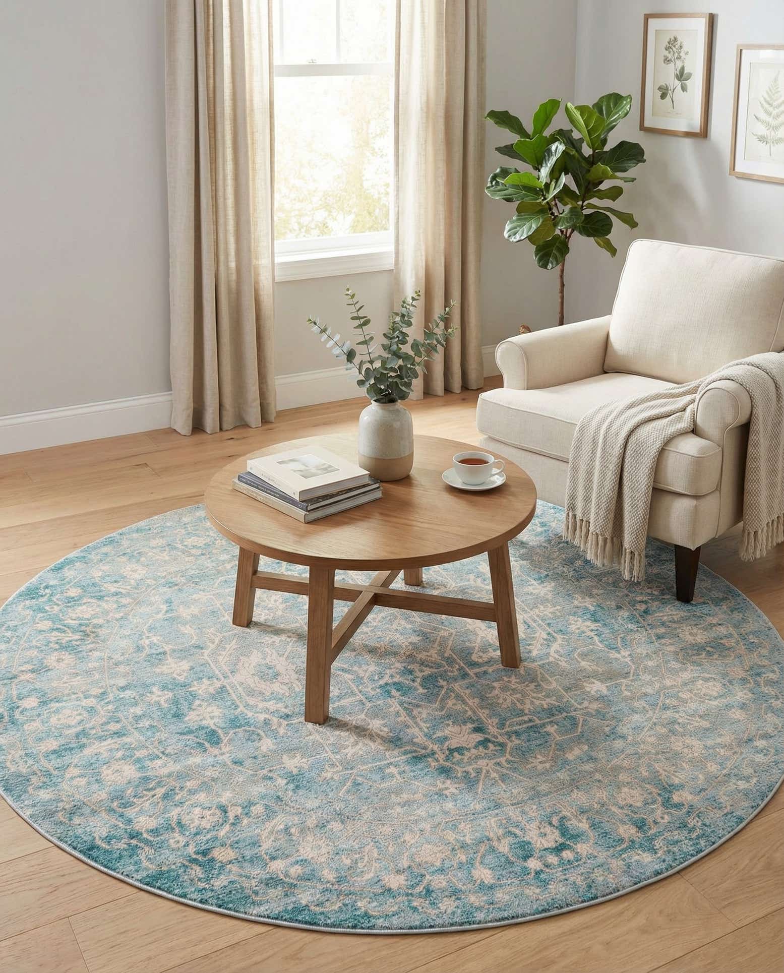 6' x 6' New Vintage Round Rug