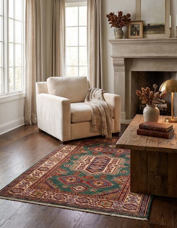 3' 5 x 4' 9 Hand Knotted Kazak Rug