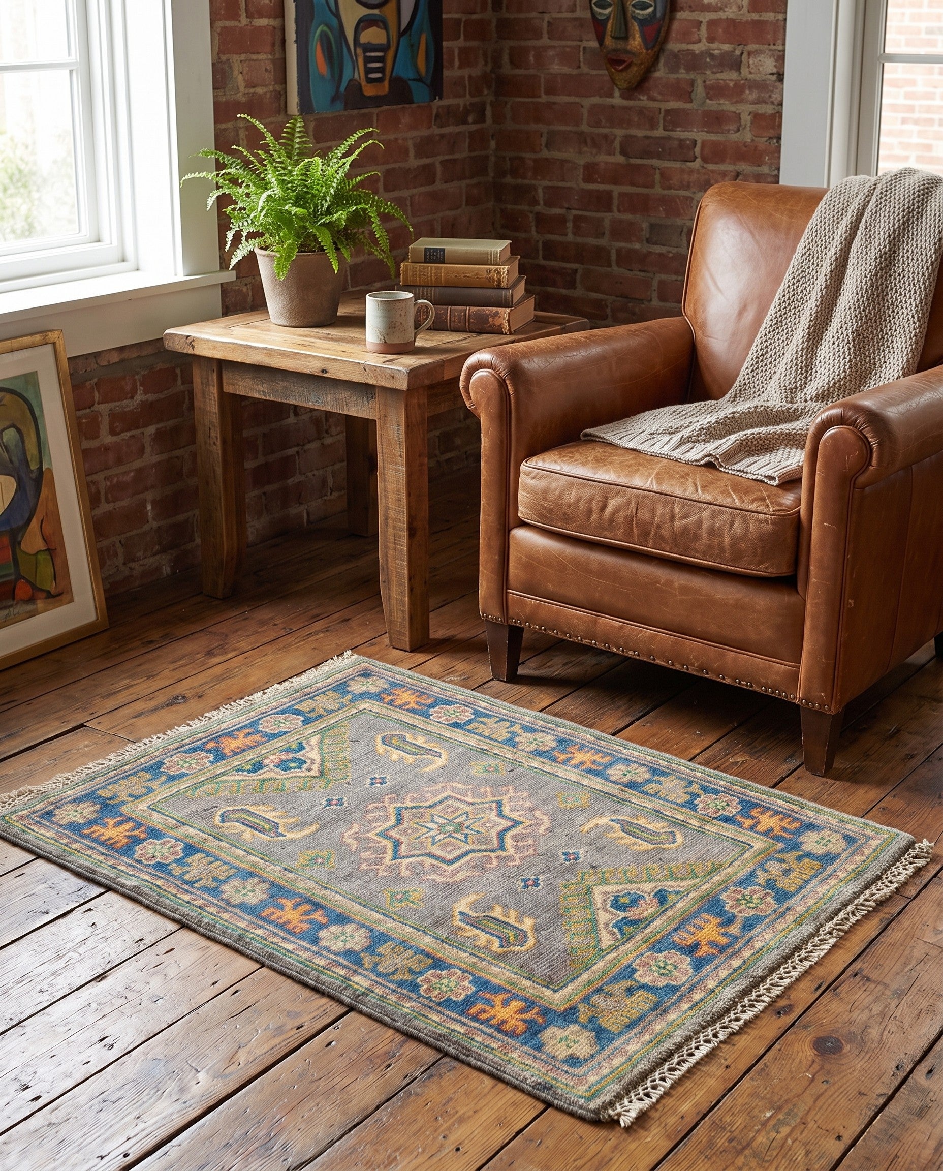 2' x 2' 10 Hand Knotted Kazak Rug