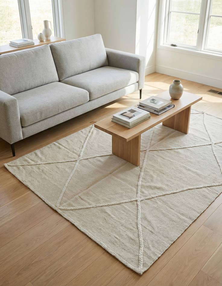 Detail image of 4' 1 x 6' Hand Woven Kilim Modern Wool Rug