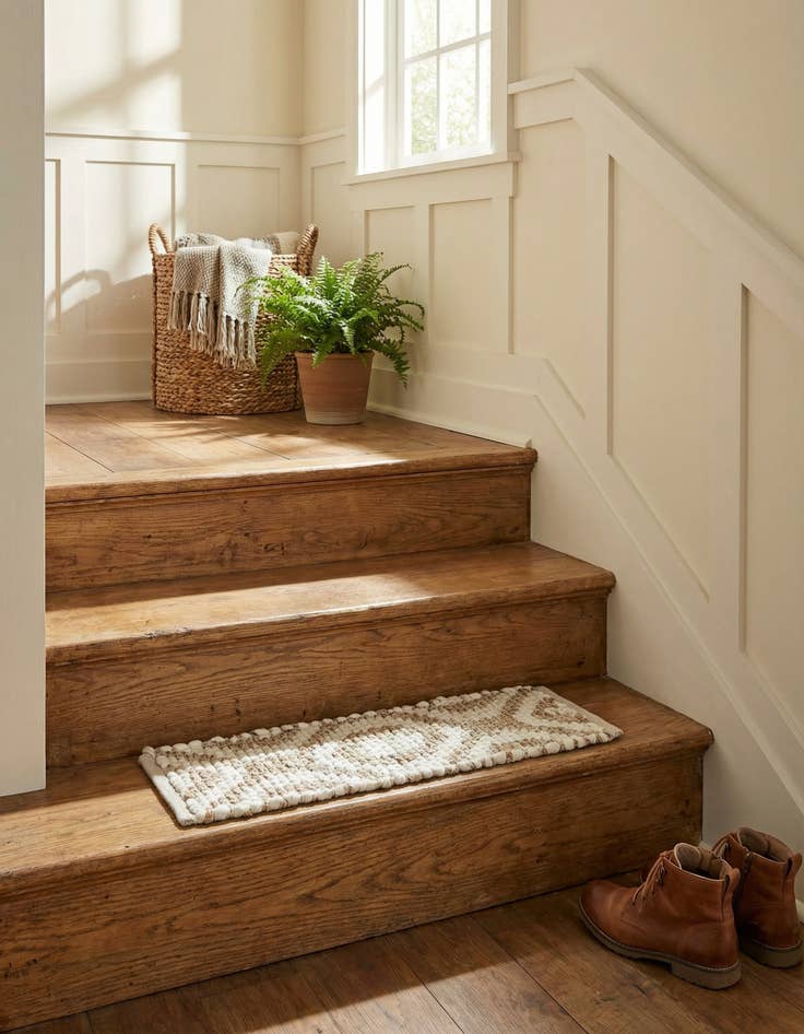 Detail image of 0' 9 x 2' 6  Hand Woven Chindi Jute Stair Rug