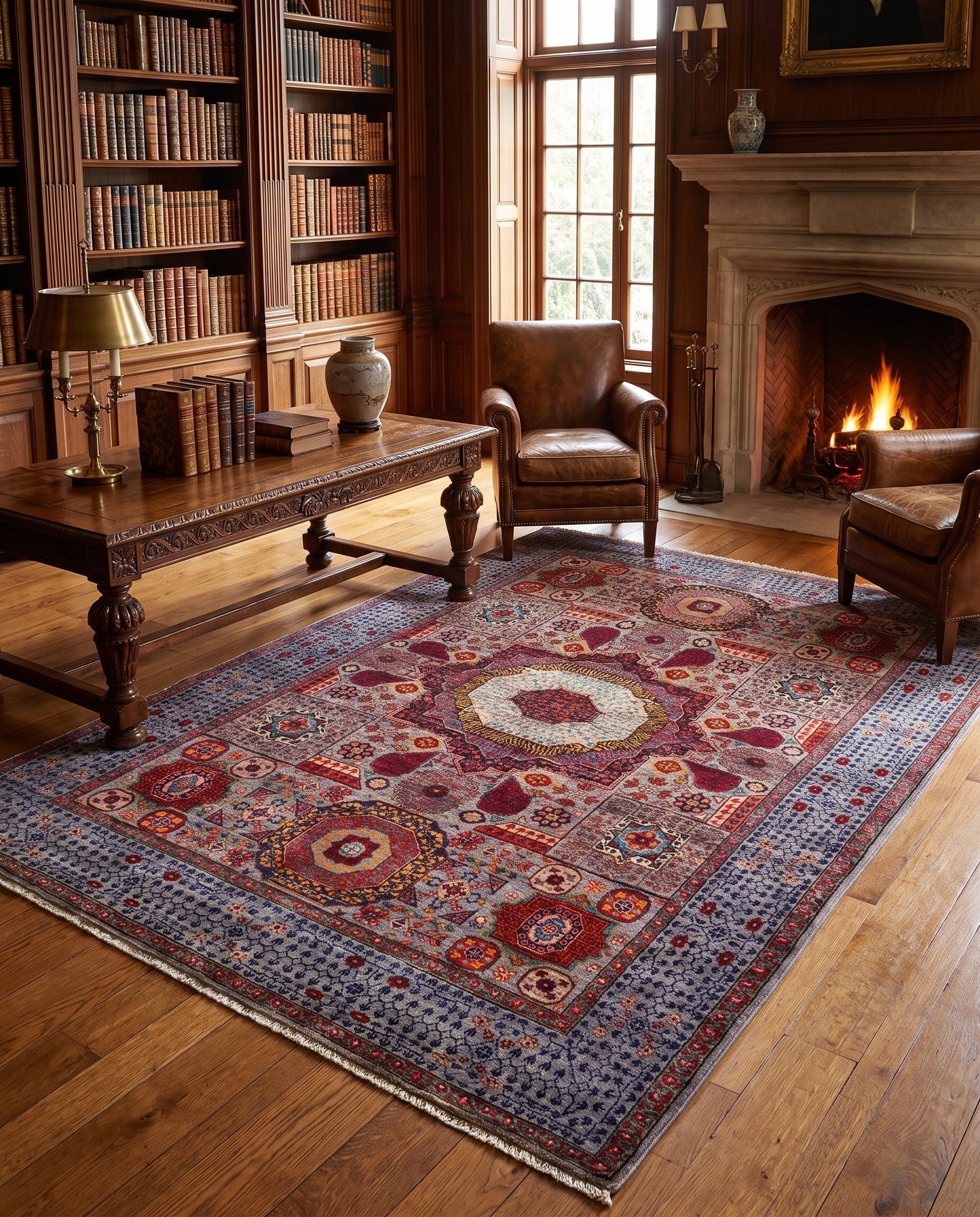 4' 11 x 6' 9 Hand Knotted Mamluk Ziegler Rug