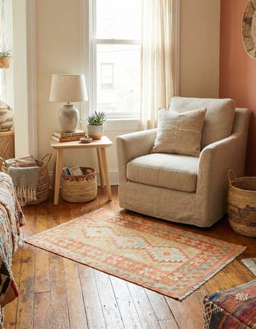 2' 9 x 4' 2 Hand Woven Kilim Waziri Wool Rug