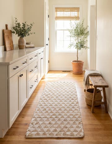 White Hand Woven Chindi Jute Runner Rug