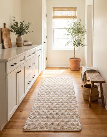 White Hand Woven Chindi Jute Runner Rug