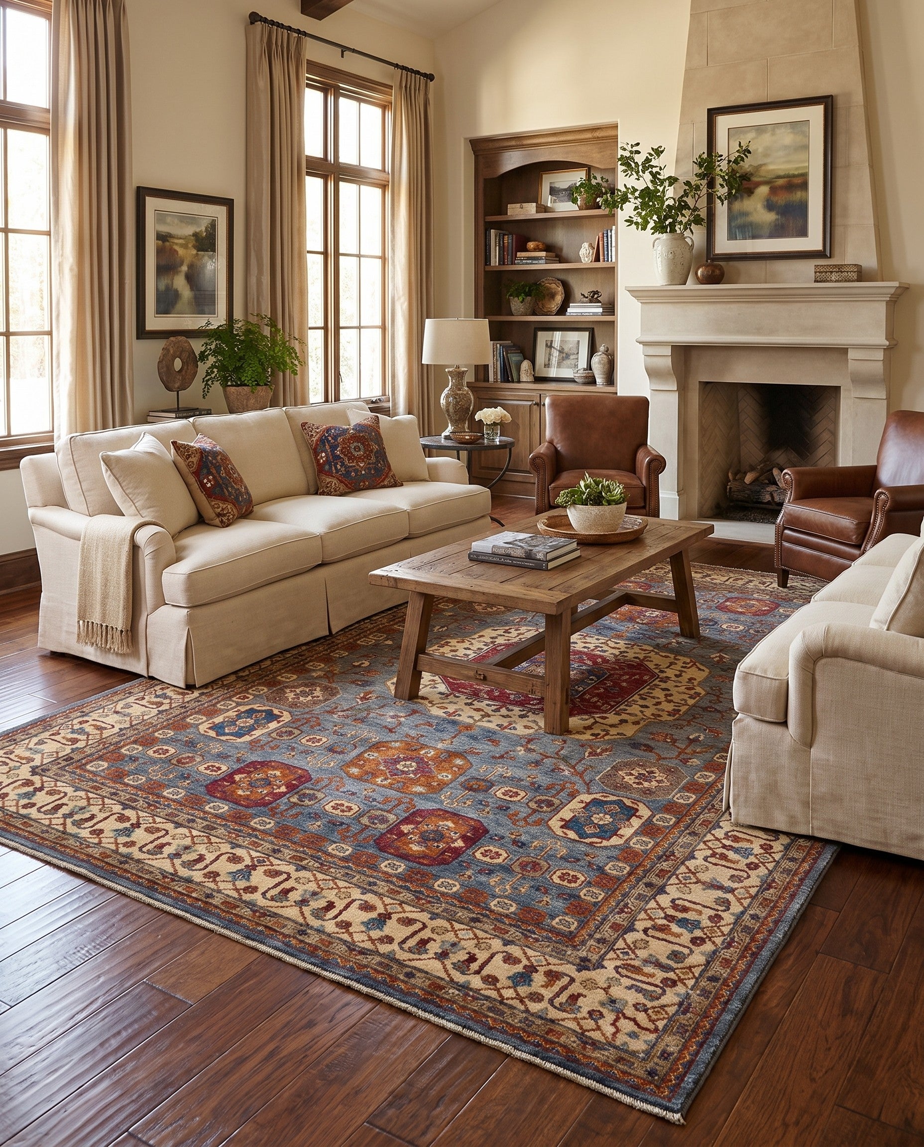 6' 9 x 9' 9 Hand Knotted Mamluk Ziegler Rug