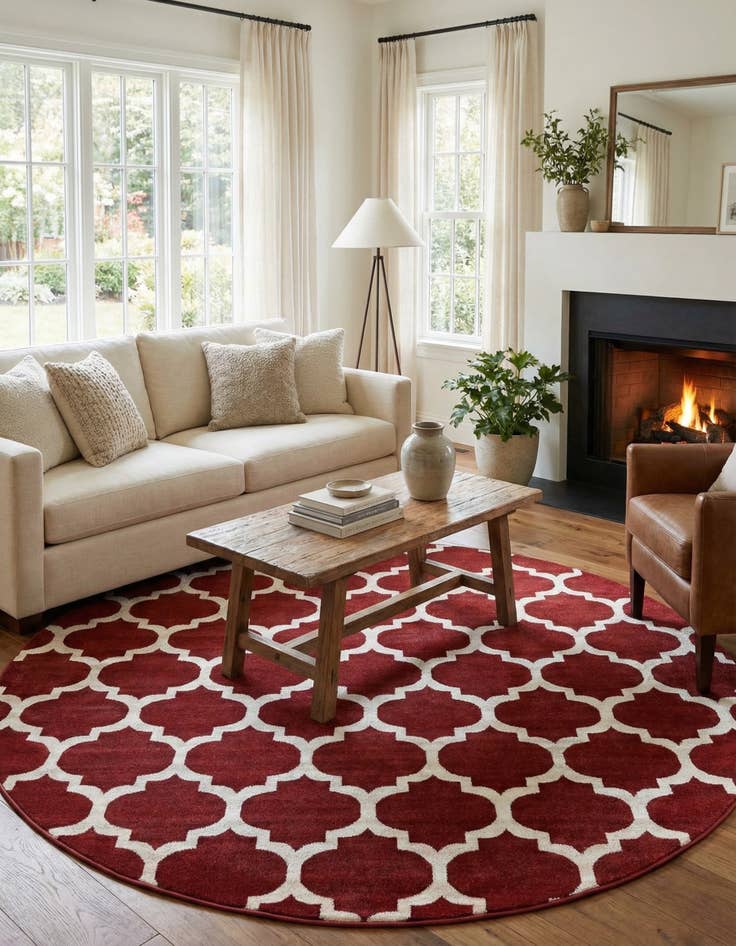 Detail image of 7' 10 x 7' 10 Lattice Round Rug