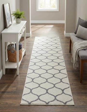 Ivory Lattice Frieze Runner Rug