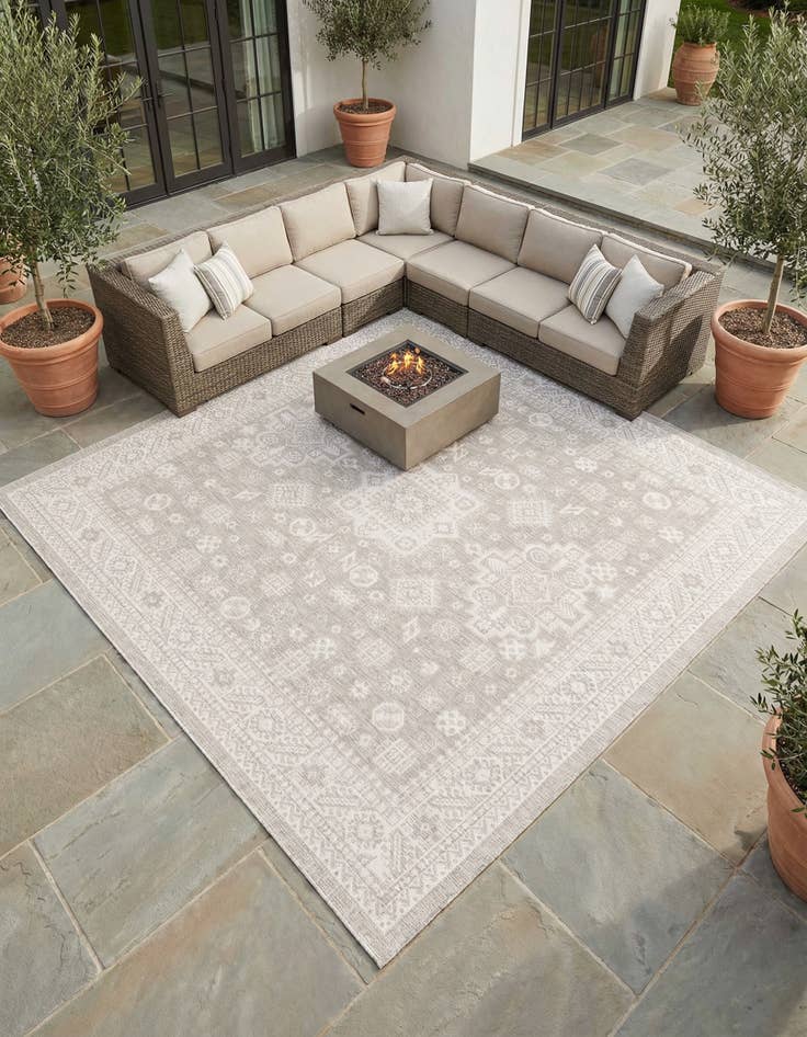 Detail image of 10' x 10'  Washable Aztec Indoor / Outdoor Square Rug