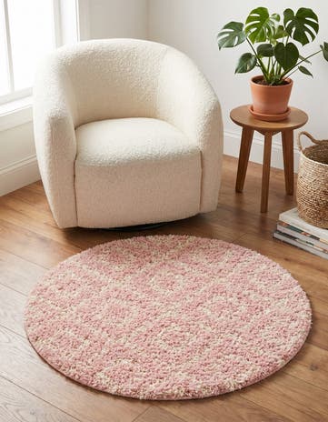 3' 3 x 3' 3 Lattice Shag Round Rug