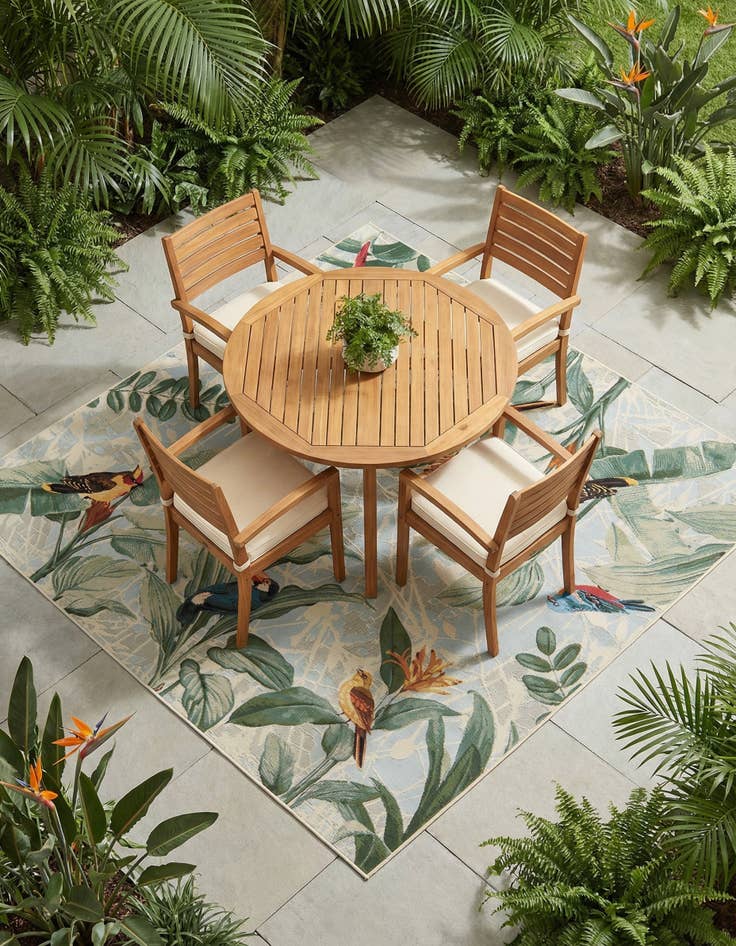 Detail image of 7' 10 x 7' 10 Washable Botanical Indoor / Outdoor Square Rug