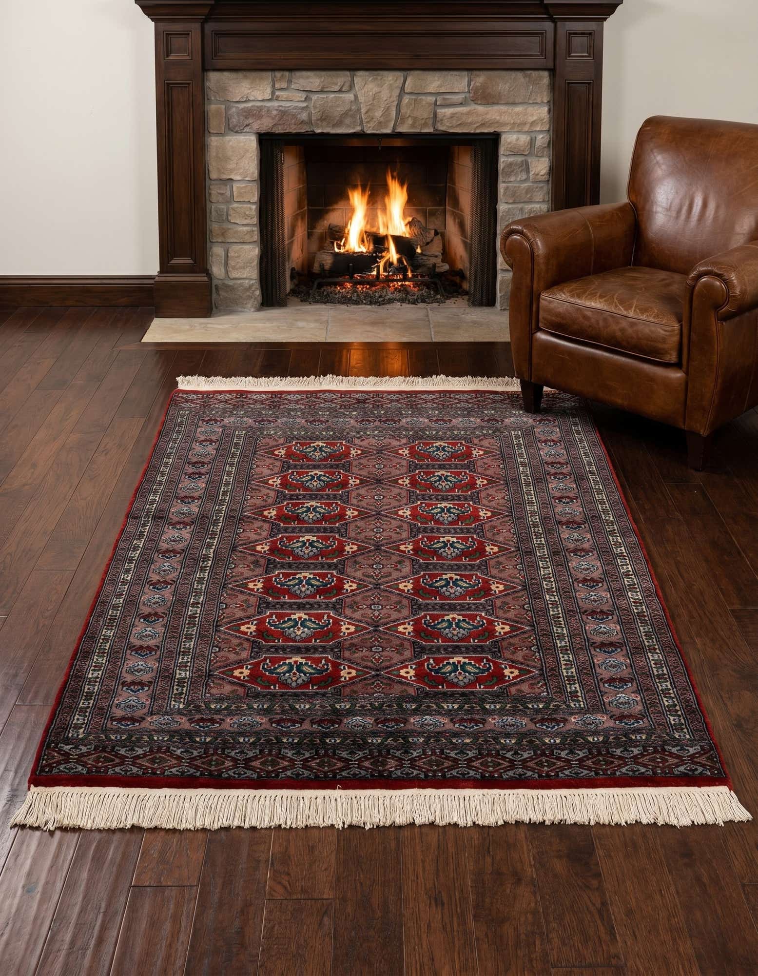 4' 3 x 5' 10 Hand Knotted Bokhara Oriental Wool Rug