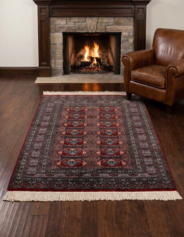 4' 3 x 5' 10 Hand Knotted Bokhara Oriental Wool Rug