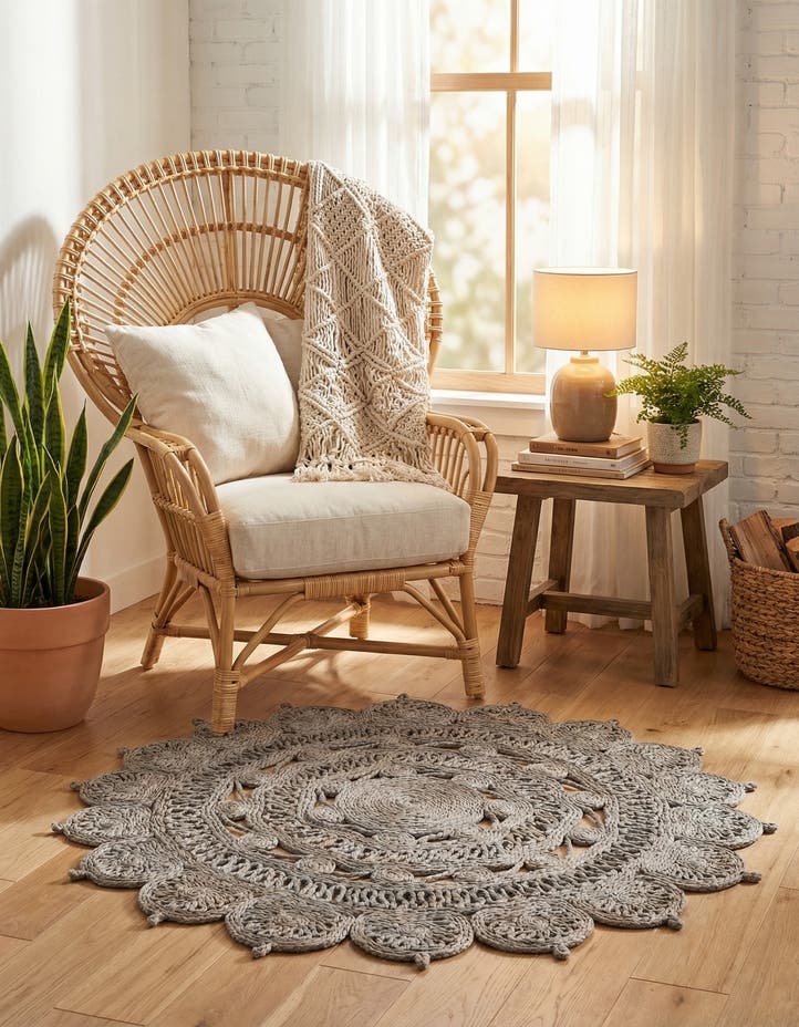 3' 1 x 3' 1 Handmade Braided Jute Round Rug