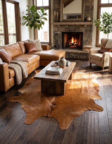 5' 5 x 6' 5 Cowhide Leather Rug