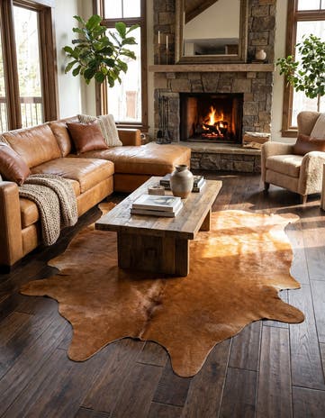 5' 5 x 6' 5 Cowhide Leather Rug