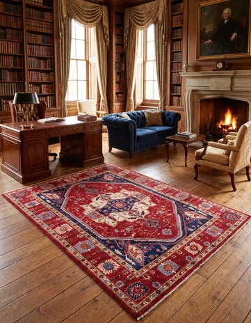 6' 10 x 9' 9 Hand Knotted Heriz Rug