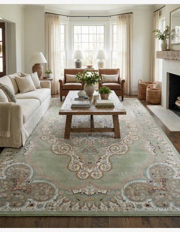 Light Green Kamala Washable Rug