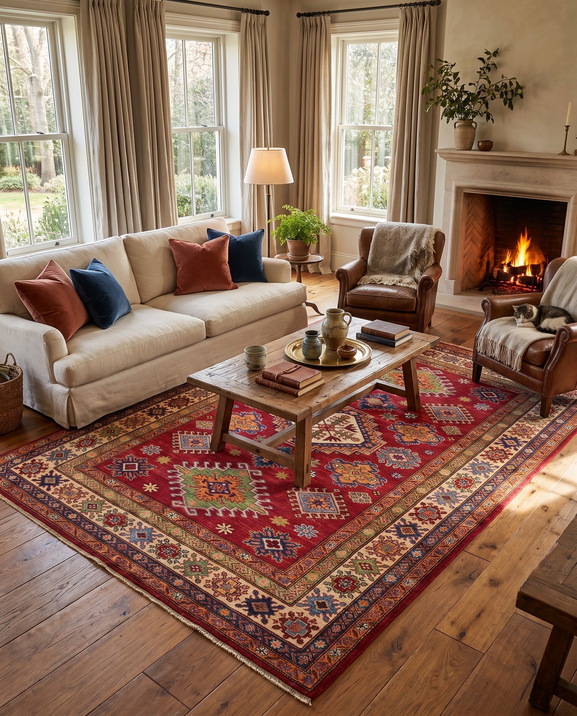 5' 2 x 6' 9 Hand Knotted Kazak Rug