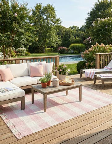 6' x 9' Easy-Clean Eco Plaid Washable Indoor / Outdoor Rug