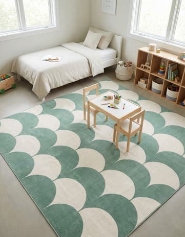Soft Green Whimsy Kids Square Rug