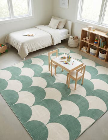 Soft Green Whimsy Kids Square Rug