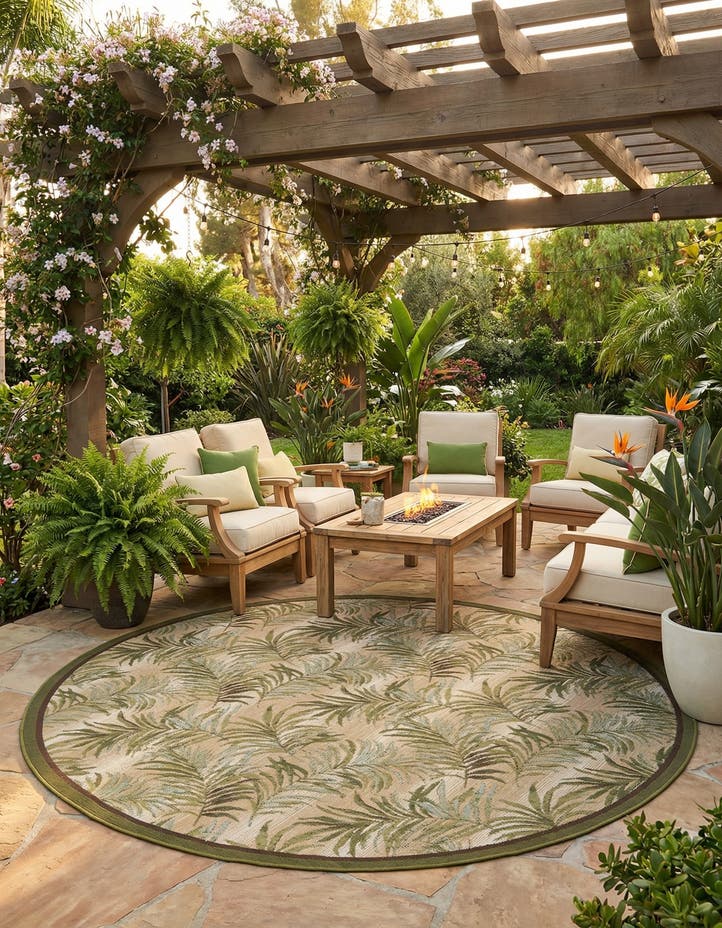 7' 10 x 7' 10 Easy-Clean Botanical Indoor / Outd...