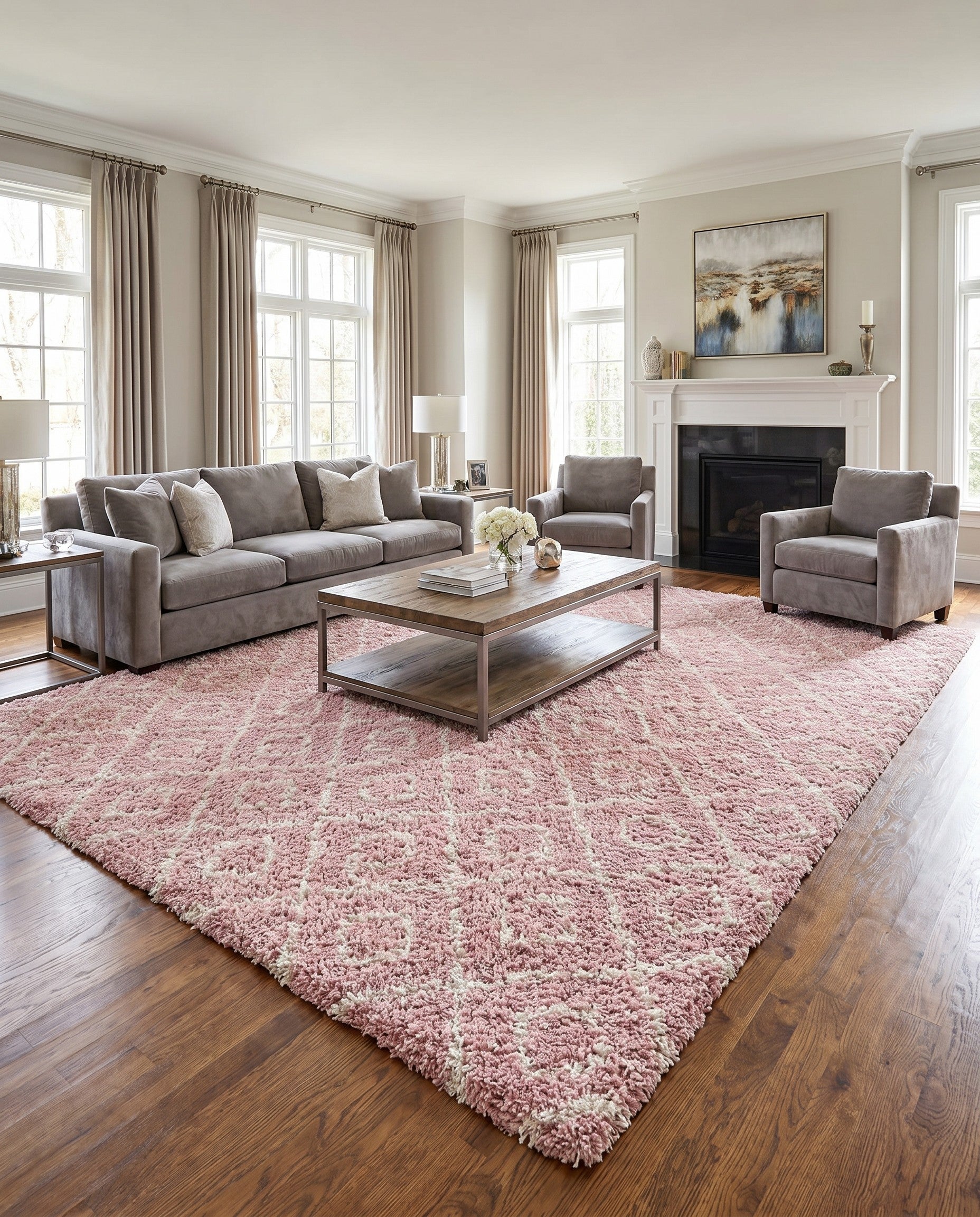 10' 8 x 14' Lattice Shag Rug