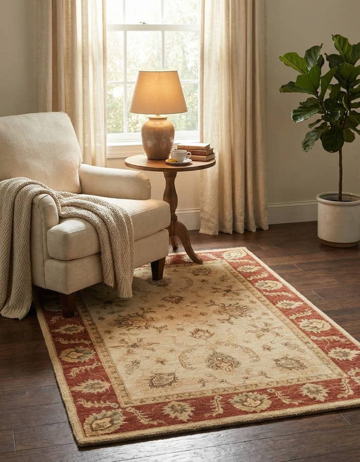 Detail image of 3' 3 x 4' 11 Hand Knotted Peshawar Ziegler Rug