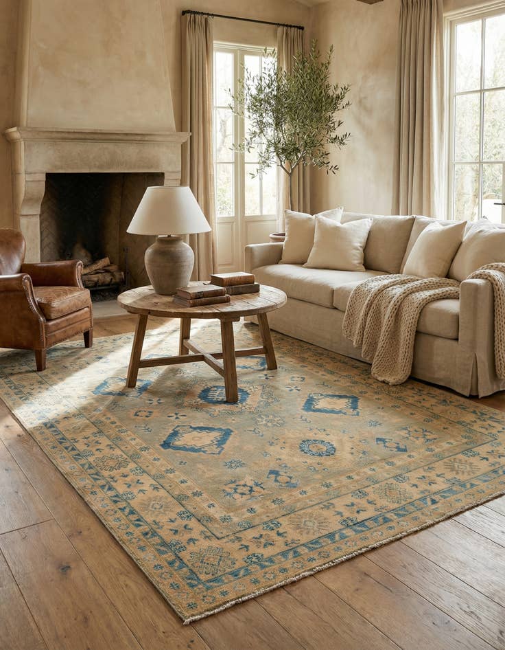 Detail image of 4' 9 x 6' 10 Hand Knotted Oushak Wool Rug