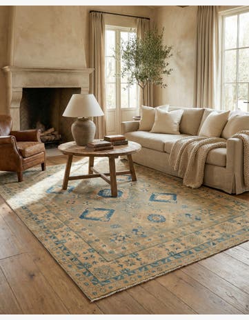 4' 9 x 6' 10 Hand Knotted Oushak Wool Rug