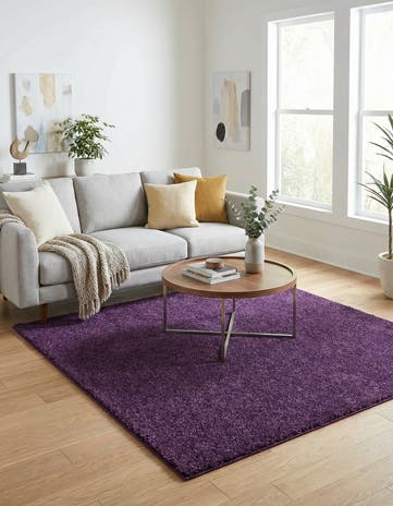 Violet Solid Frieze Square Rug