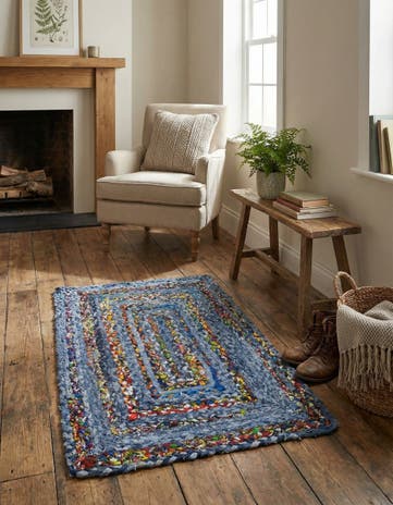 2' x 3' 1 Handmade Braided Chindi Rug