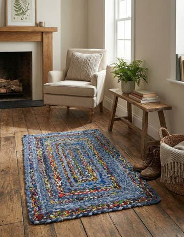 2' x 3' 1 Handmade Braided Chindi Rug