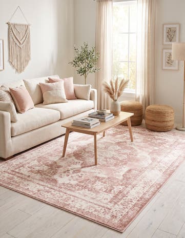 Rose Pink and Ivory Monte Carlo Rug