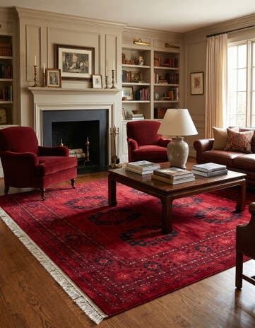 Red Bokhara Square Rug