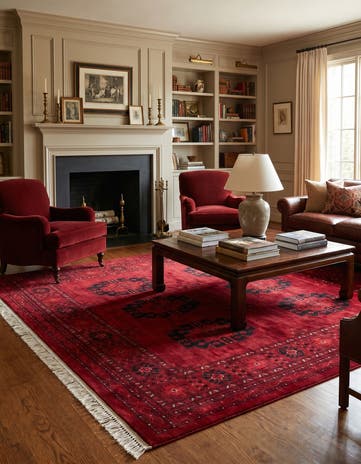 Red Bokhara Square Rug