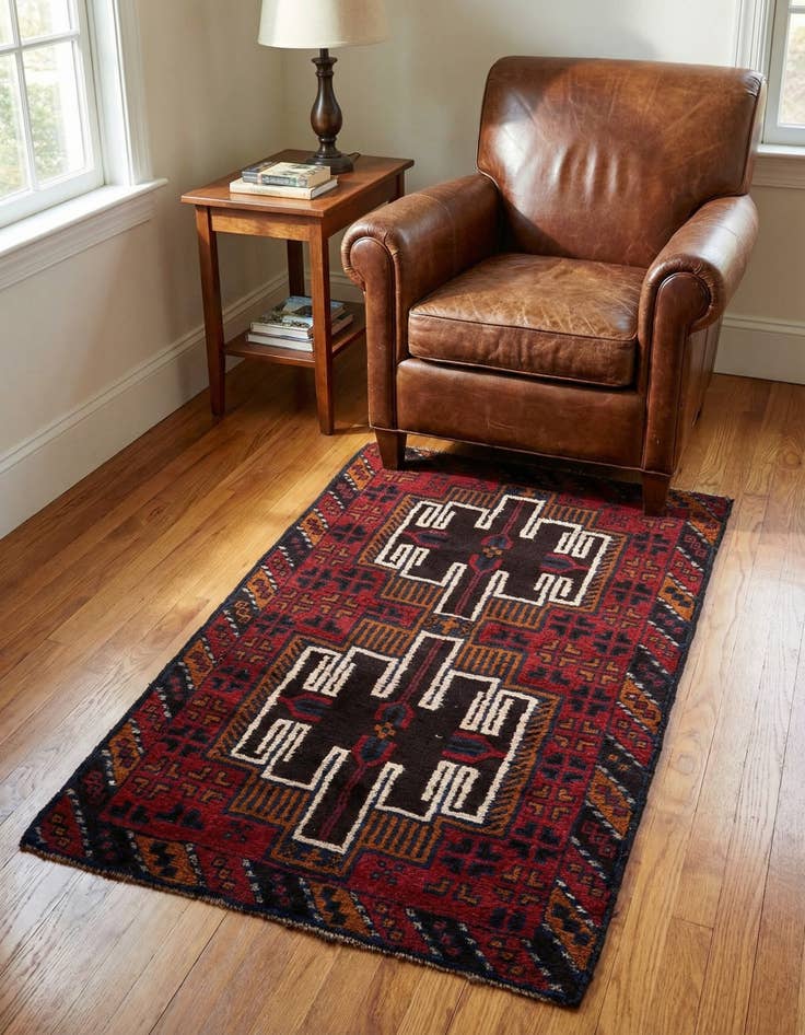 Detail image of 2' 10 x 4' 9 Hand Knotted Balouch Persian Wool Rug