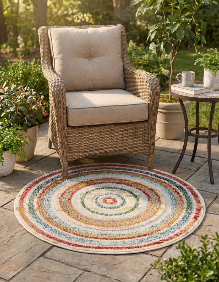 Detail image of 3' x 3' Washable Casablanca Indoor / Outdoor Round Rug