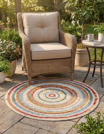 3' x 3' Easy-Clean Casablanca Indoor / Outdoor Round Rug
