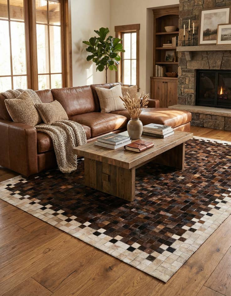 Detail image of 5' 1 x 7' 10 Cowhide Stocks Rug