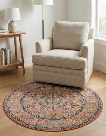 Brick Red Lola Round Rug