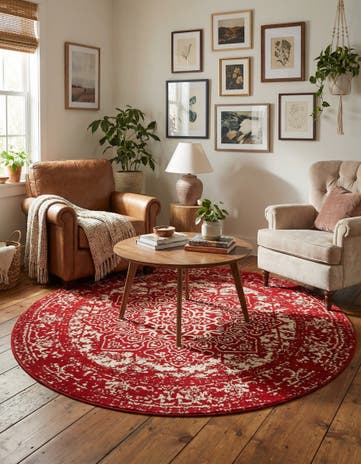 Red Arlington Round Rug