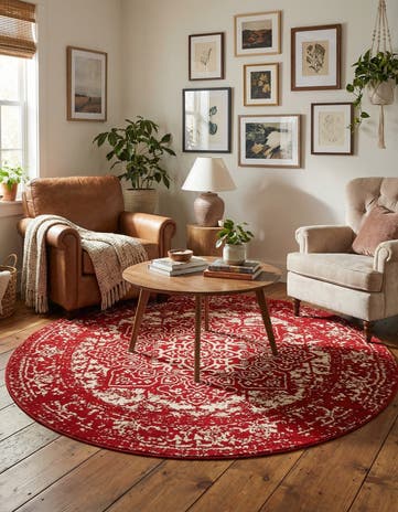 Red Arlington Round Rug