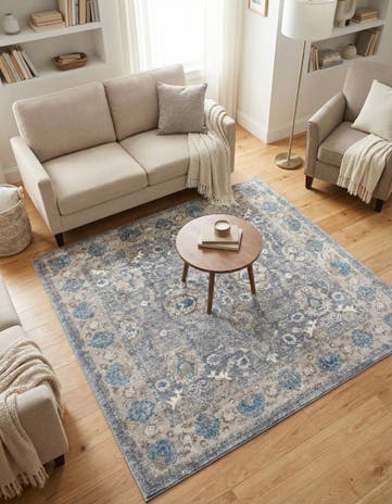 Gray Viola Square Rug