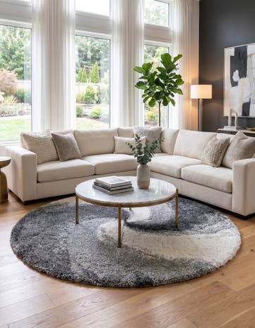 Smoke Gray Soft Touch Shag Round Rug